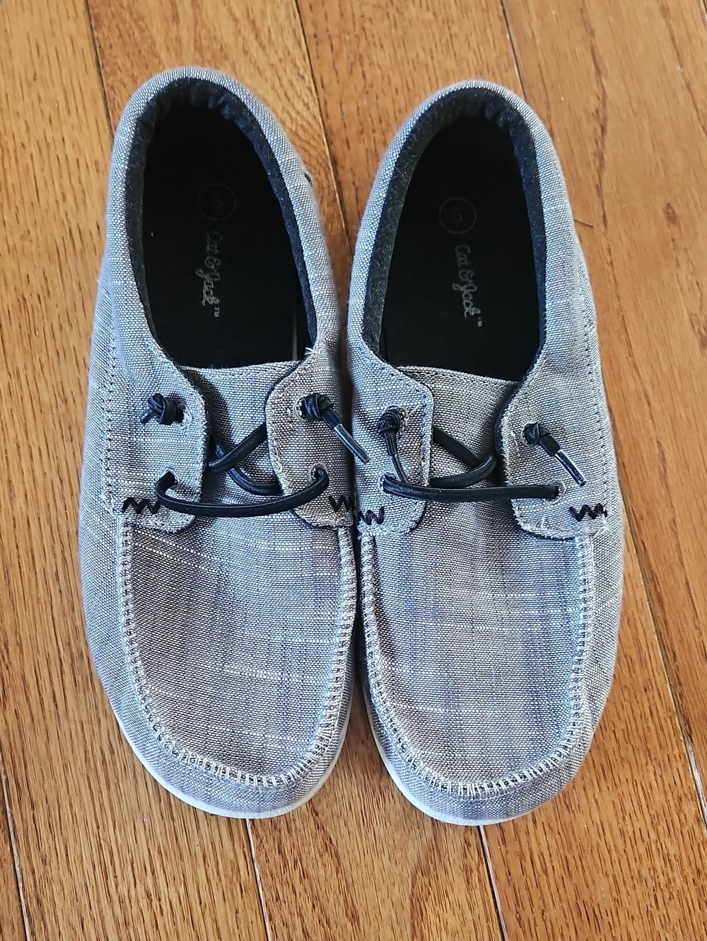 Casual Boy's Canvas Boat Shoes in Light Gray